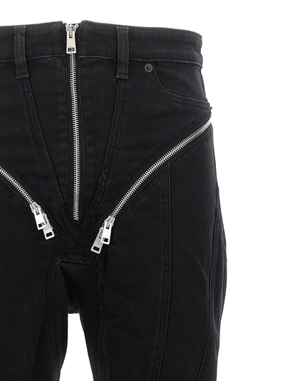 Shop Mugler Zipped Spiral Jeans Black