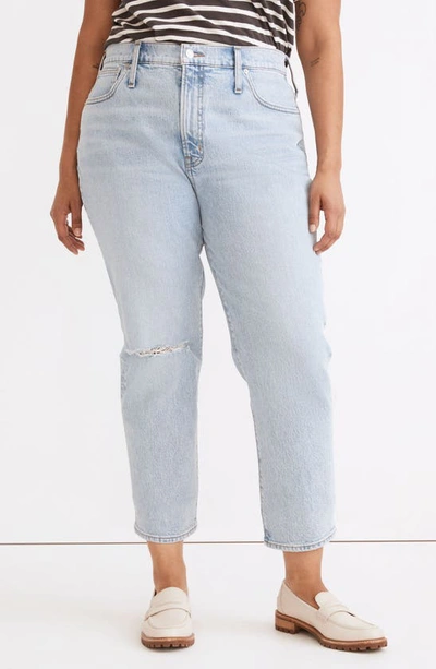 Shop Madewell The Curvy Perfect Rip High Waist Slim Jeans In Sudbury Wash