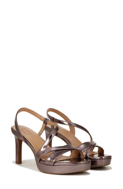 Naturalizer Abby Strappy Platform Sandal In Turtle Dove Grey Faux Leather