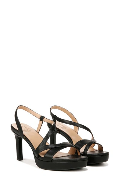 Naturalizer Abby Strappy Platform Sandal In Black Patent Faux Leather