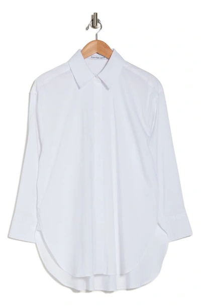 Shop Calvin Klein Jeans Est.1978 Calvin Klein Jeans Long Sleeve Stretch Poplin Button-up Shirt In White
