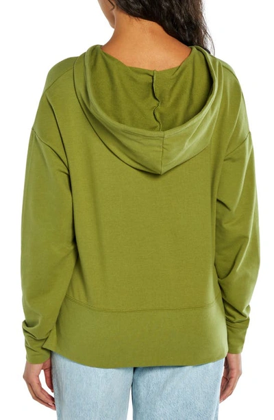 Shop Three Dots Crop French Terry Hoodie In Caliste Green