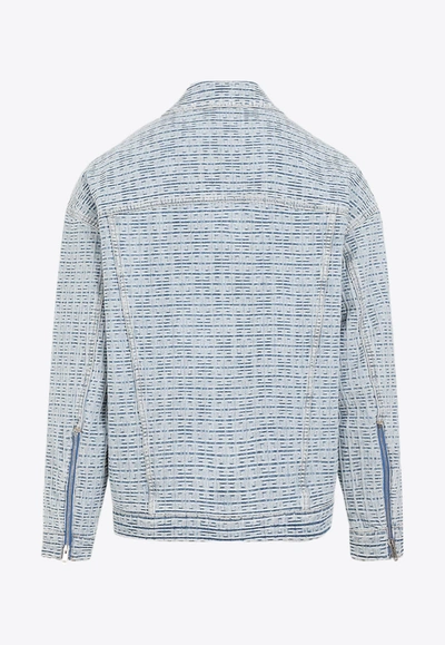 Shop Givenchy 4g Monogram Zip-up Denim Jacket In Blue