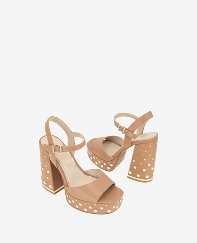 Kenneth Cole Dolly Stud Ankle Strap Platform Heeled Sandal In Classic Tan