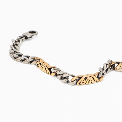 Shop Alexander Mcqueen Seal Logo Chain Bracelet Silver/gold Men