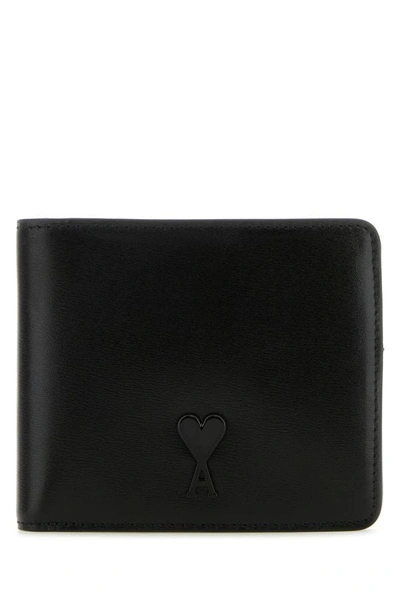Shop Ami Alexandre Mattiussi Ami Unisex Black Leather Wallet