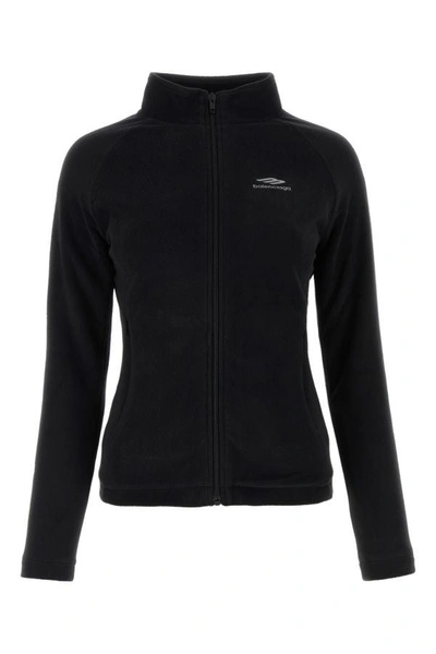 Shop Balenciaga Woman Black Pile Sweatshirt