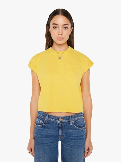 Shop Mother The Keep On Rolling Pocket T-shirt Super Lemon T-shirt In Yellow - Size Small