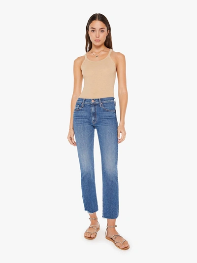 Shop Mother The Mid Rise Rider Ankle Fray Local Charm Jeans In Blue