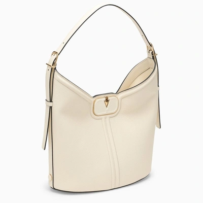 Shop Valentino Garavani Vlogo Ivory Shoulder Bag In Leather Women In White