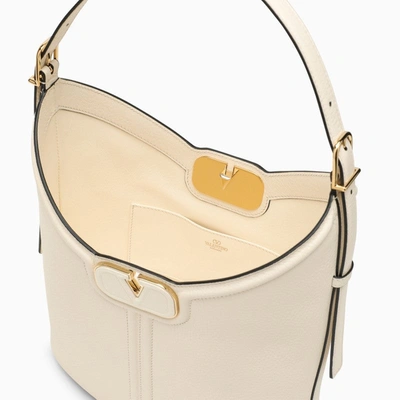 Shop Valentino Garavani Vlogo Ivory Shoulder Bag In Leather Women In White