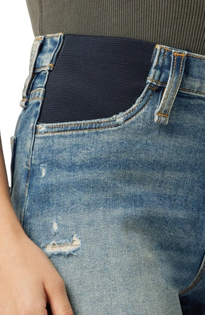 Shop Hudson Gemma Cutoff Denim Maternity Shorts In Pearls