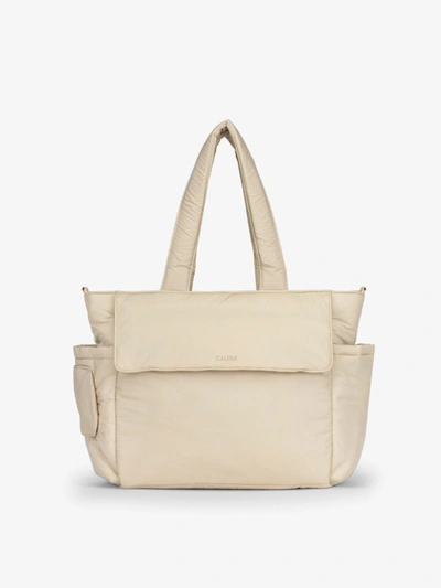 Shop Calpak Diaper Tote Bag With Laptop Sleeve In Oatmeal
