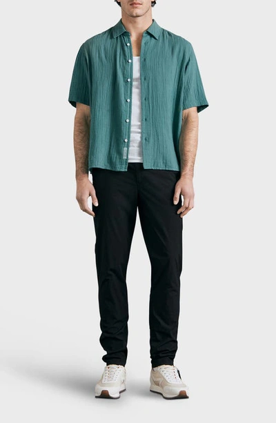 Shop Rag & Bone Dalton Short Sleeve Button-up Cotton Gauze Shirt In Turquoise Blue