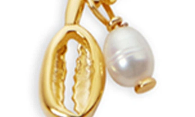 Shop Argento Vivo Sterling Silver Imitation Pearl & Shell Charm Necklace In Gold