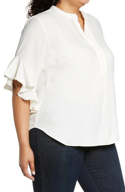 Shop Vince Camuto Ruffle Sleeve Popover Top In New Ivory