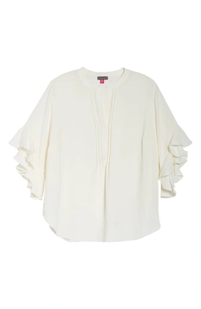 Shop Vince Camuto Ruffle Sleeve Popover Top In New Ivory