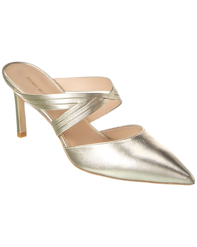 Shop Stuart Weitzman Cutout Leather Mule In Gold