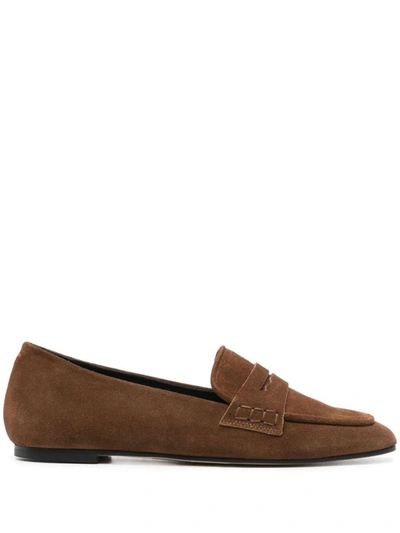 Shop Aeyde Alfie Cow Suede Leather Brown Shoes