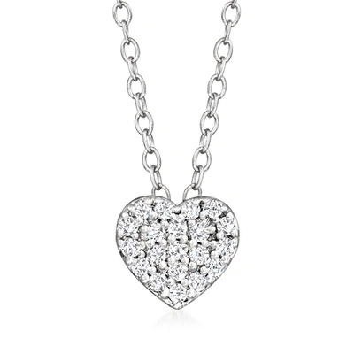 Shop Rs Pure By Ross-simons Pave Diamond Heart Necklace In Sterling Silver