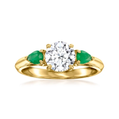 Shop Ross-simons Lab-grown Diamond Ring With . Emeralds In 14kt Yellow Gold In Green