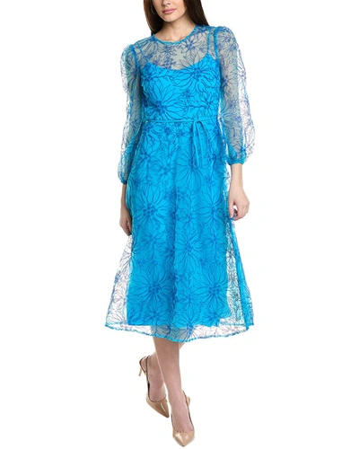 Shop ml Monique Lhuillier Zinnia Midi Dress In Blue