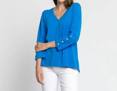 Shop Hinson Wu 3/4 Sleeve Christy Tailored Knit Top In Azure Blue