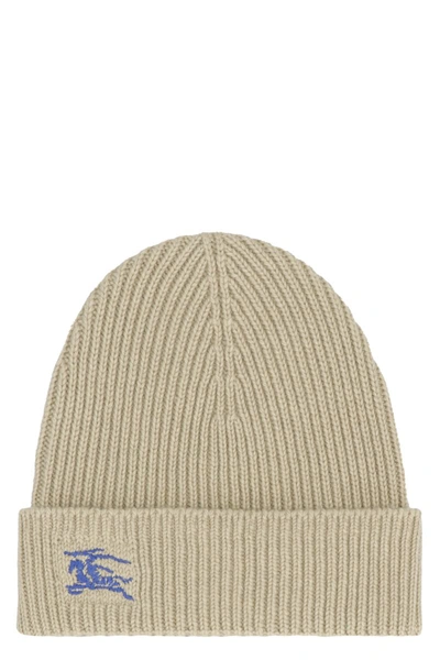 Shop Burberry Knitted Beanie In Green