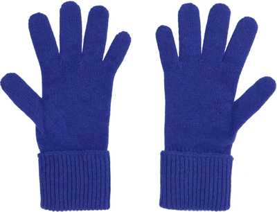 Shop Burberry Knitted Gloves In Blue