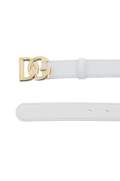 Shop Dolce & Gabbana Logo Belt In White