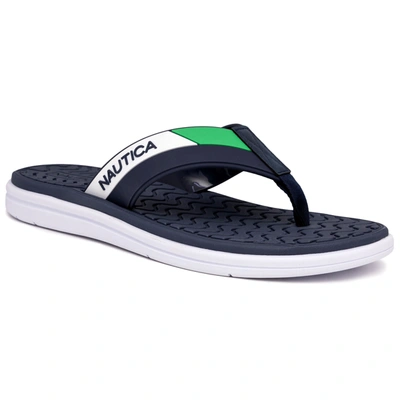 Shop Nautica Mens Logo Flip-flop Sandal In Blue