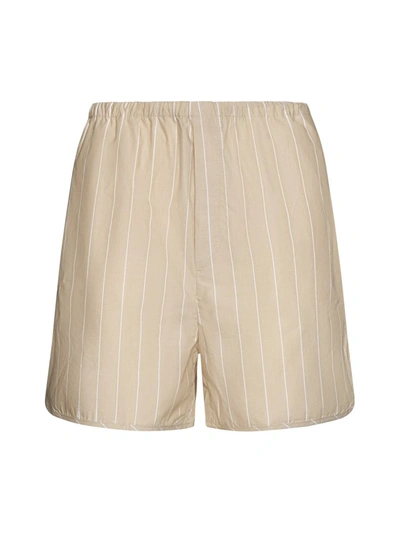 Shop Filippa K Shorts In Dark Yellow/ White Stripe