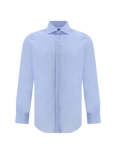 Shop Finamore Shirts In Azzurro Chiaro