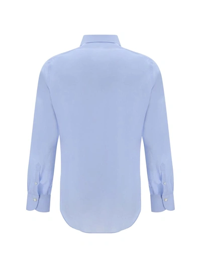 Shop Finamore Shirts In Azzurro Chiaro