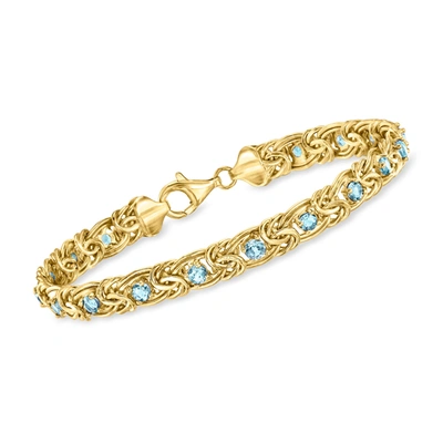 Shop Ross-simons Swiss Blue Topaz Byzantine Bracelet In 18kt Gold Over Sterling