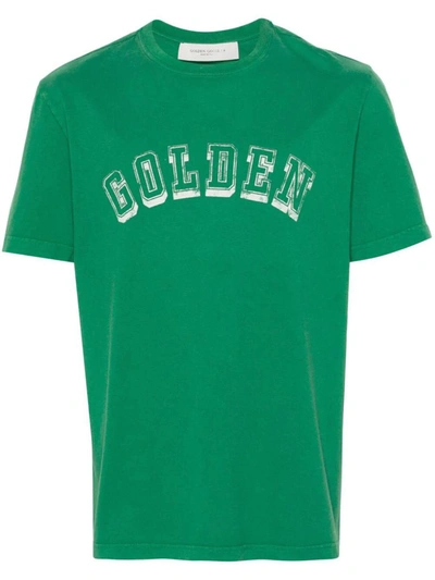 Shop Golden Goose Golden Slogan T-shirt Clothing In Green