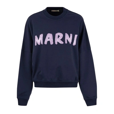 Shop Marni Logo Boxy Sweatshirt In Lob95