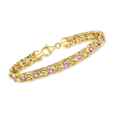 Shop Ross-simons Amethyst Byzantine Bracelet In 18kt Gold Over Sterling In Purple