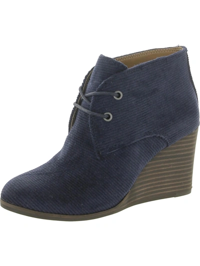 Shop Lucky Brand Shiijo Womens Padded Insole Ankle Wedge Boots In Blue