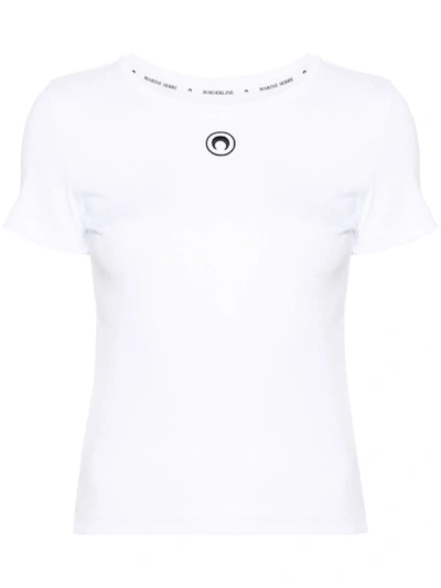 Shop Marine Serre Logo Organic Cotton T-shirt In White