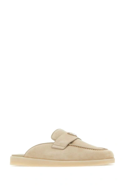 Shop Prada Slippers In Beige O Tan