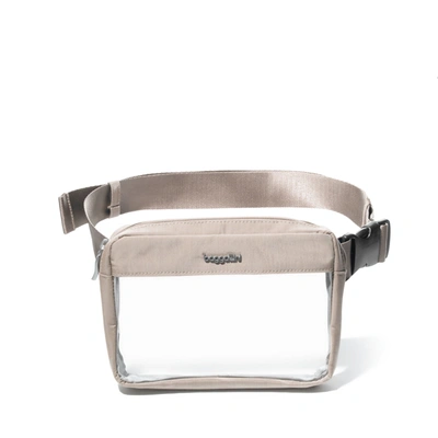 Shop Baggallini Clear Stadium Belt Bag Sling In Silver