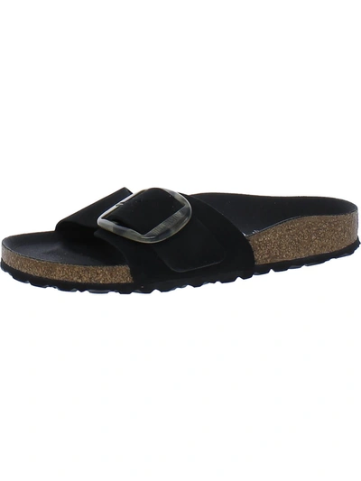Shop Birkenstock Madrid Big Buckle Womens Solid Footbed Slide Sandals In Black