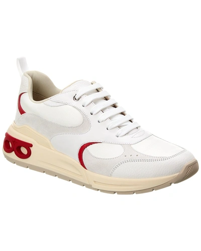 Shop Ferragamo Leather & Suede Sneaker In White