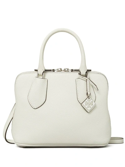 Shop Tory Burch Swing Mini Leather Handbag In White