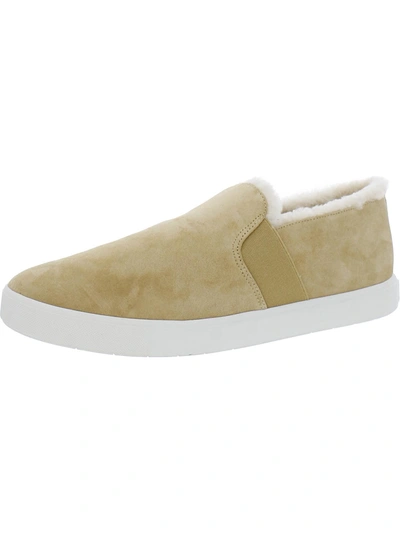 Shop Vince Blair Womens Suede Shearling Loafers In Beige