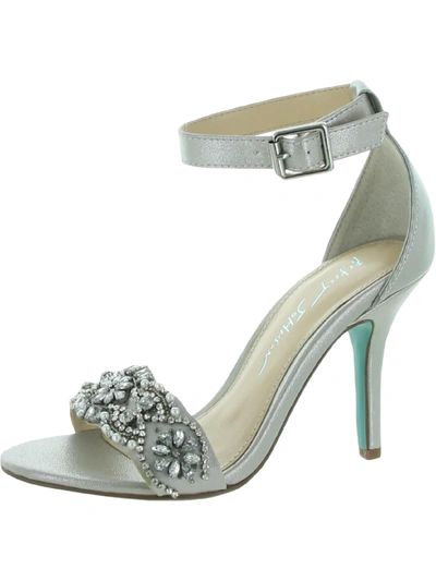 Shop Betsey Johnson Gina Womens Faux Leather Ankle Strap Dress Sandals In Silver
