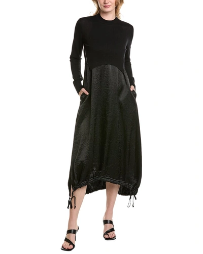 Shop Allsaints Bee Twofer Wool Slip Dress In Black