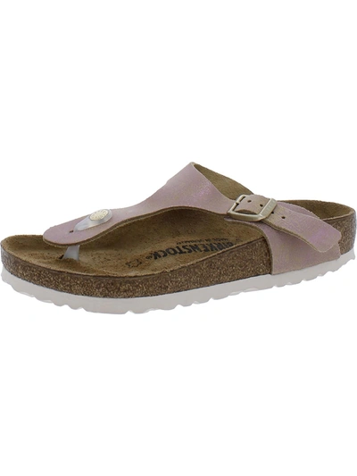 Shop Birkenstock Gizeh Womens Leather Flat Footbed Sandals In Multi