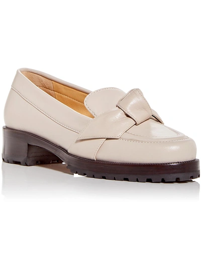 Shop Alexandre Birman Maxi Clarita Womens Leather Knot Front Loafers In White